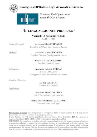 IL LINGUAGGIO NEL PROCESSO